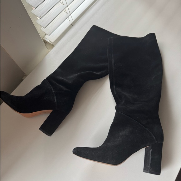 Banana Republic Tall Suede Black Knee-High Women's Boots Slouchy Style 7.5 - Picture 4 of 16